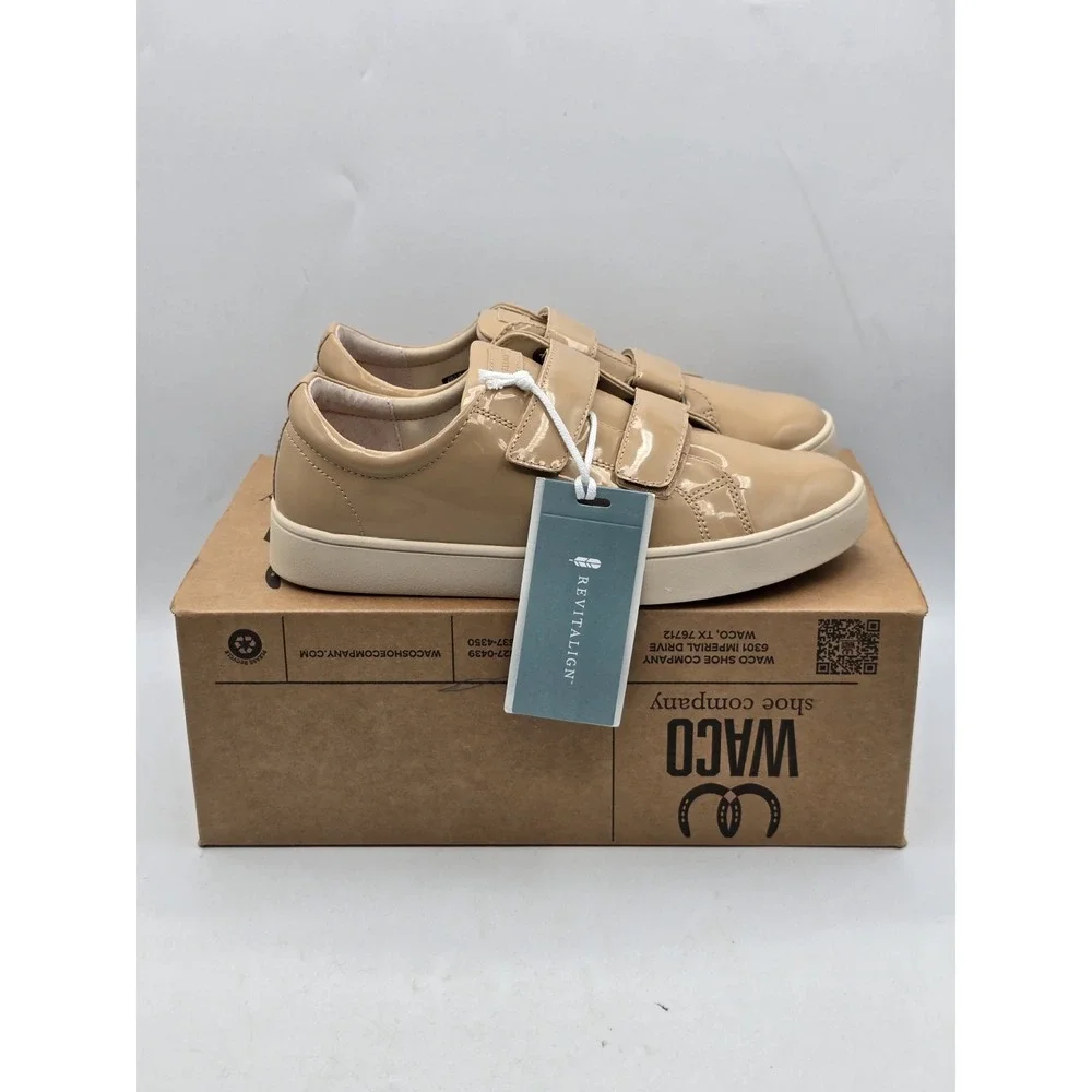 NEW Revitalign Orthotic Tan Solid Sneakers Malibu‎ Bella Patent Sz 8.5 W